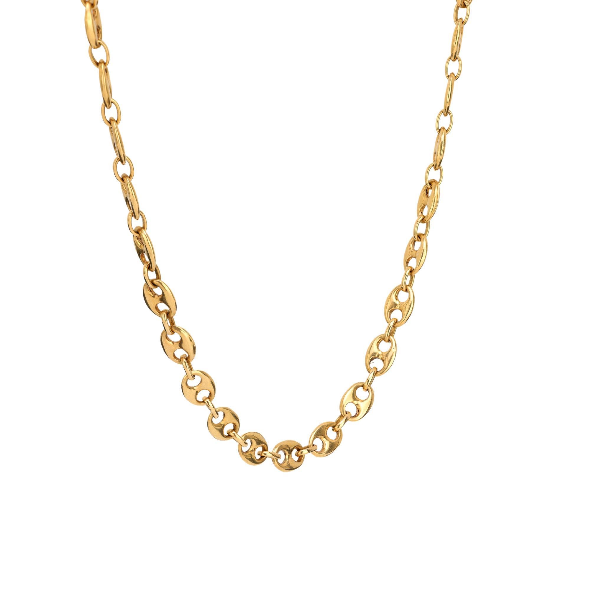 Modern Vintage 18k yellow gold mariners chain necklace