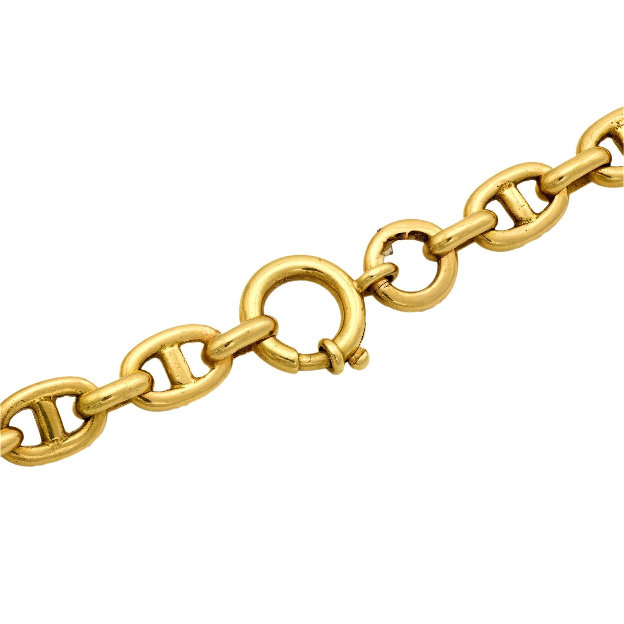 Women's Vintage 18k yellow gold mariners chain necklace For Sale