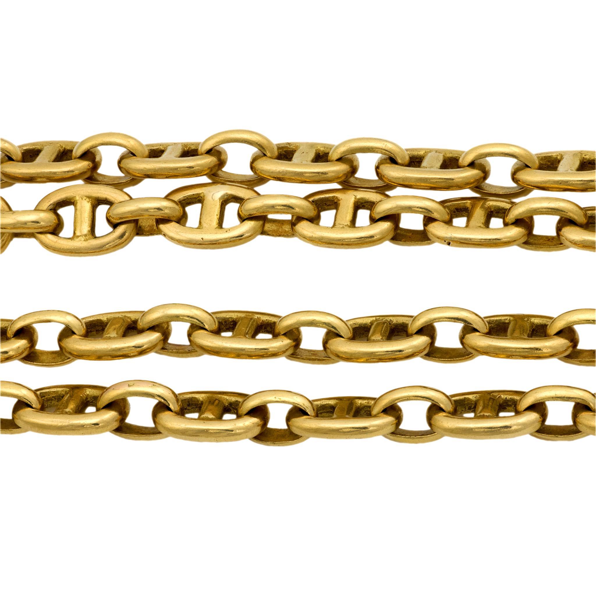 Vintage 18k yellow gold mariners chain necklace For Sale 2