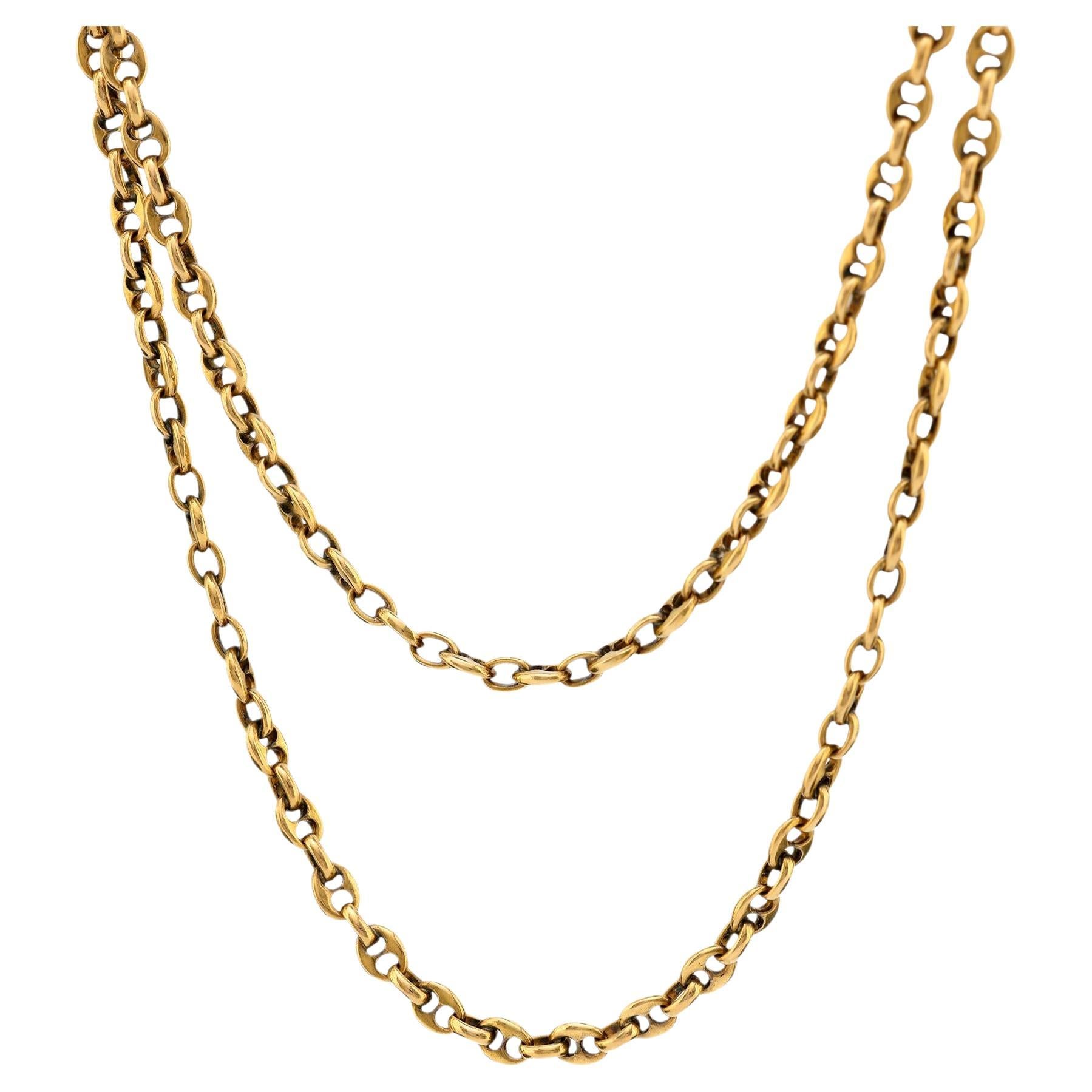 Vintage 18k yellow gold mariners chain necklace