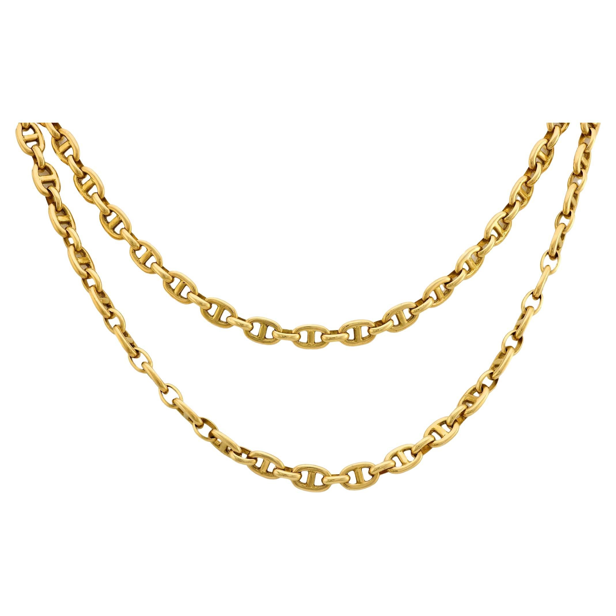 Vintage 18k yellow gold mariners chain necklace For Sale