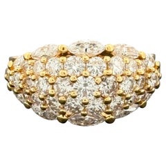 Anello vintage a cupola in oro giallo 18 carati con diamanti taglio marquise e rotondo — 2,29 carati in totale
