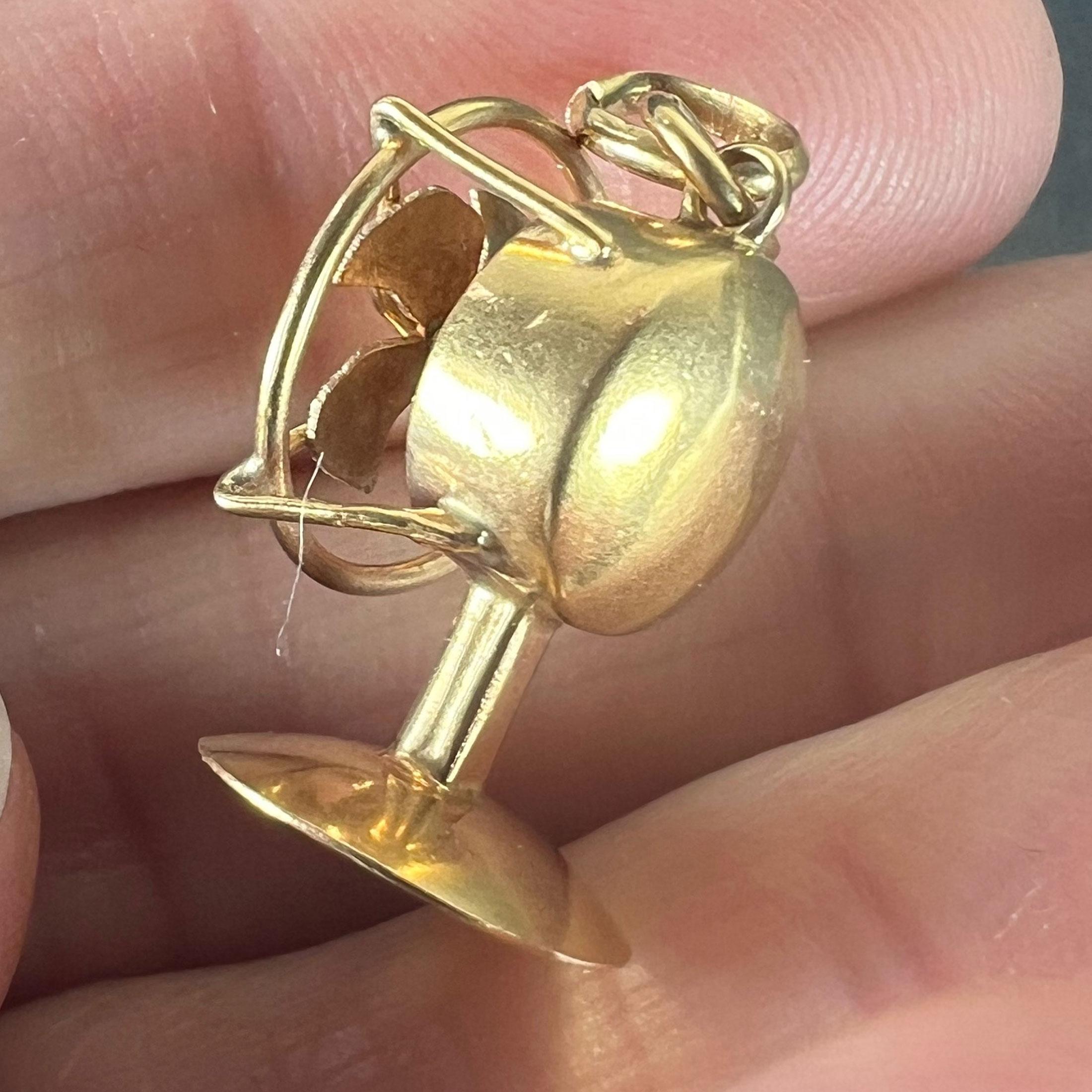 Vintage 18K Yellow Gold Mechanical Desk Fan Charm Pendant For Sale 6