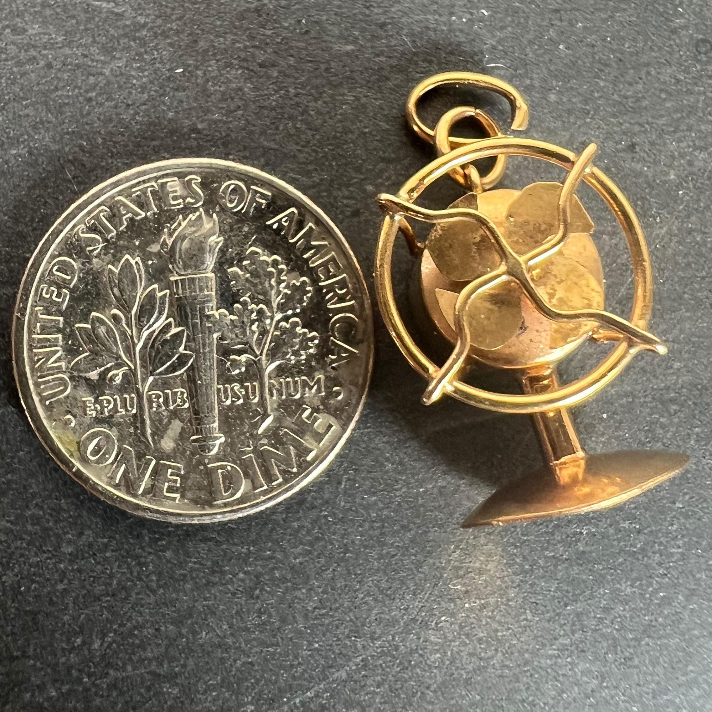 Vintage 18K Yellow Gold Mechanical Desk Fan Charm Pendant For Sale 9