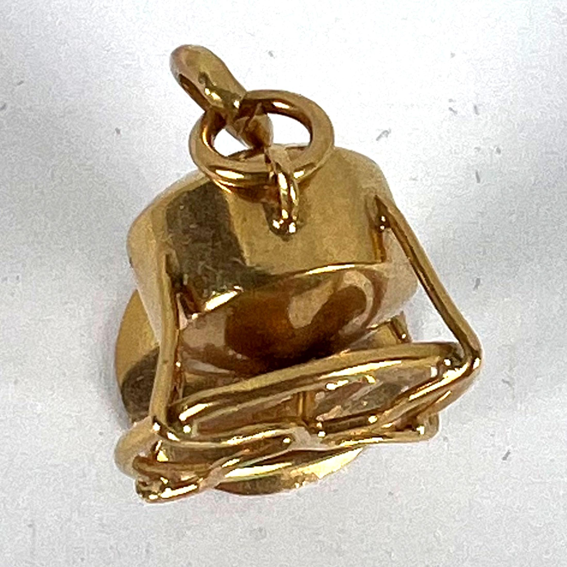 Vintage 18K Yellow Gold Mechanical Desk Fan Charm Pendant For Sale 10