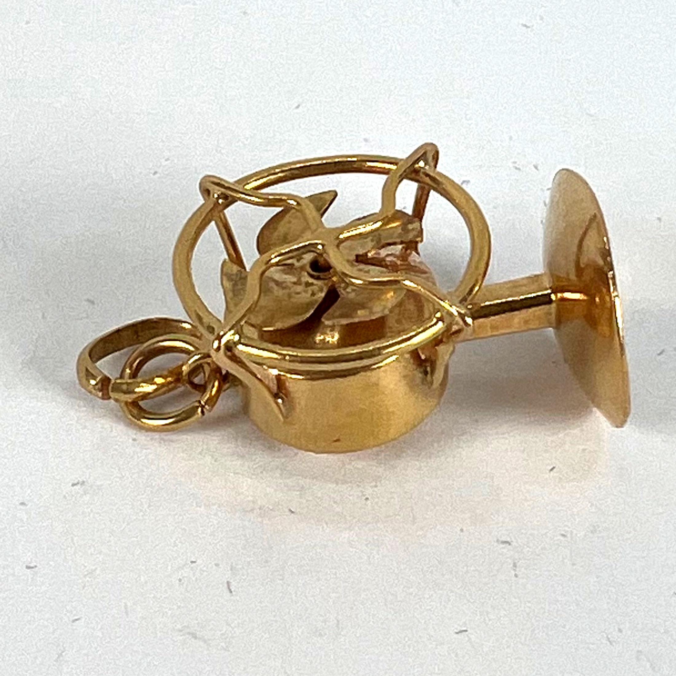 Vintage 18K Yellow Gold Mechanical Desk Fan Charm Pendant For Sale 13