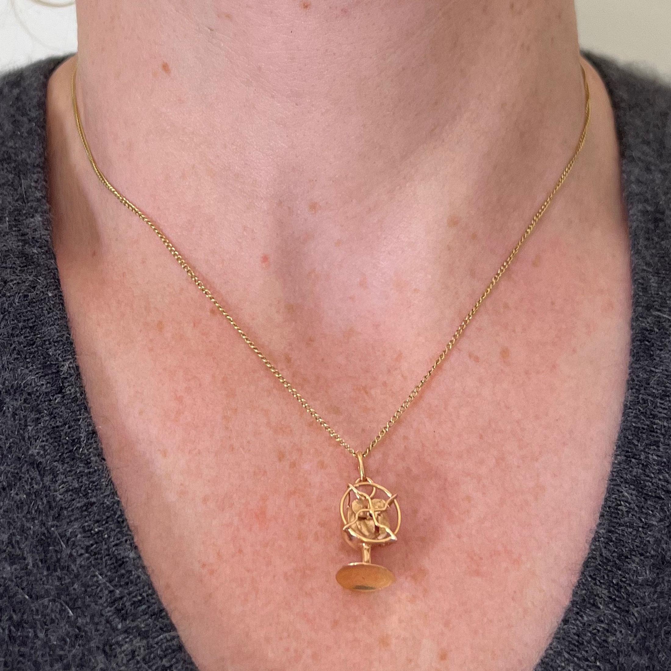 Vintage 18K Yellow Gold Mechanical Desk Fan Charm Pendant For Sale 2