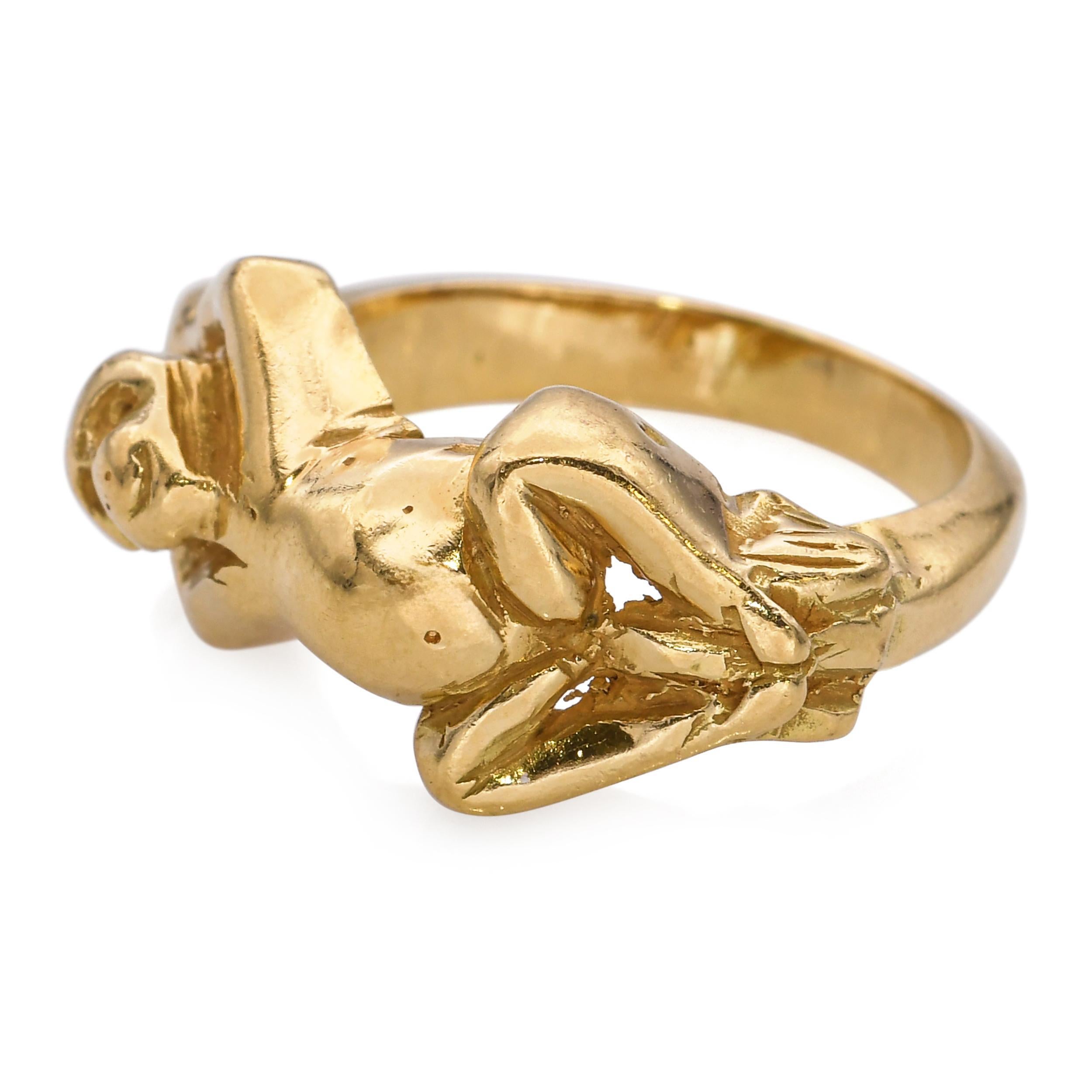 Women's Vintage 18k Yellow Gold Monkey Ring For Sale