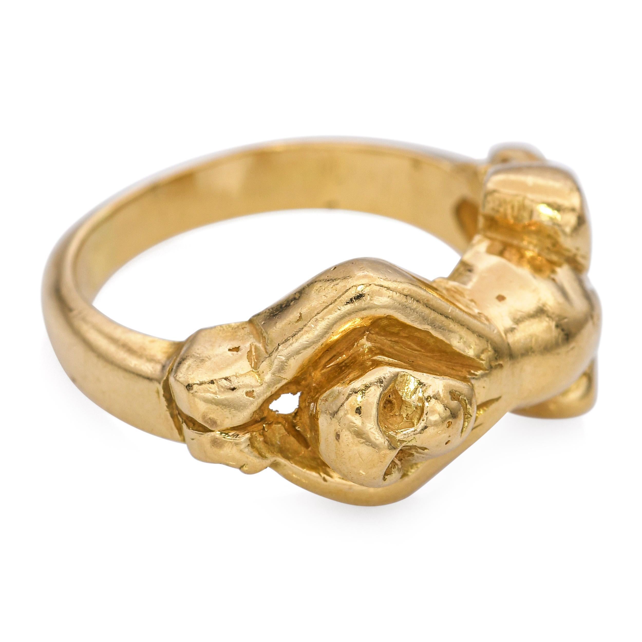 Vintage 18k Yellow Gold Monkey Ring For Sale 1
