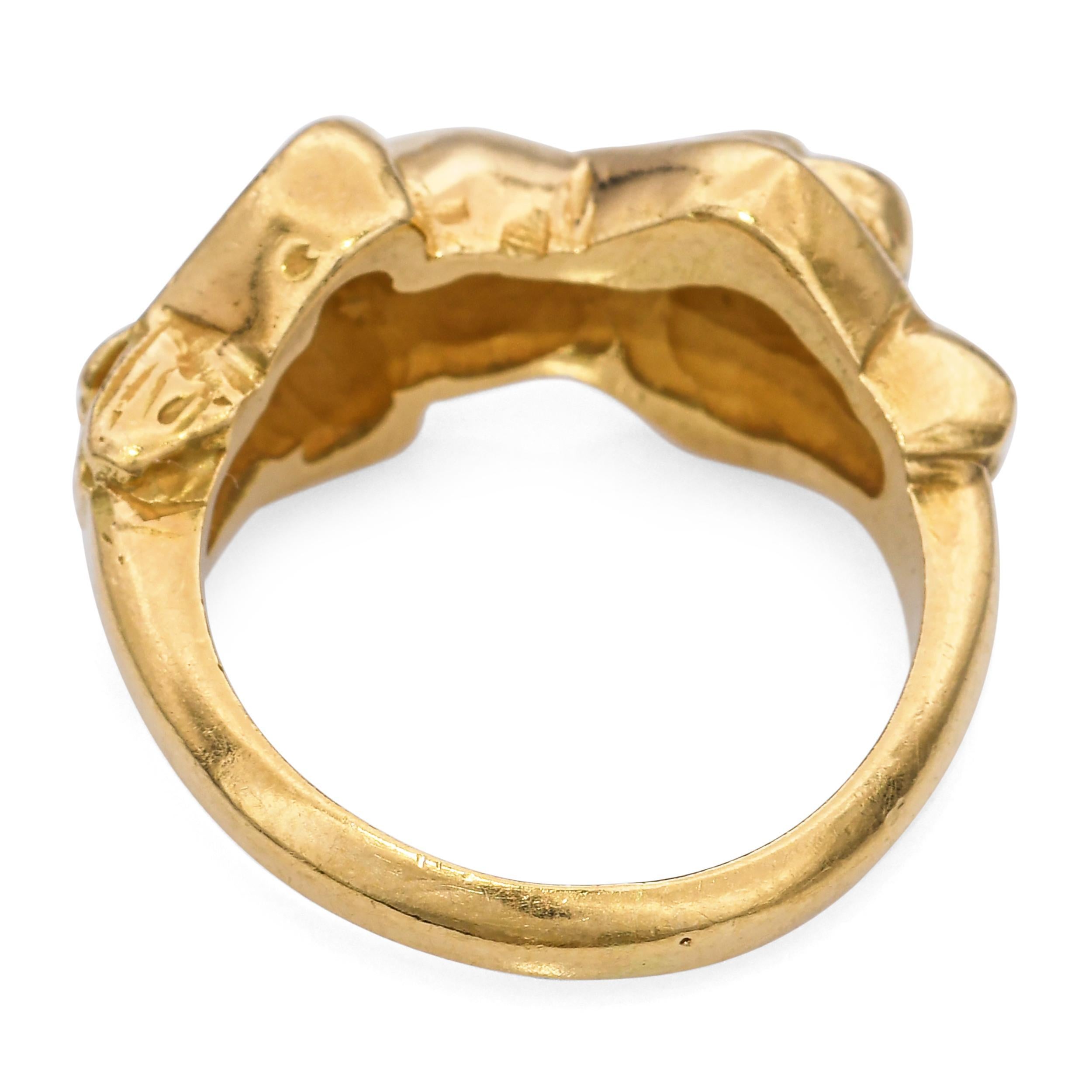 Vintage 18k Yellow Gold Monkey Ring For Sale 2