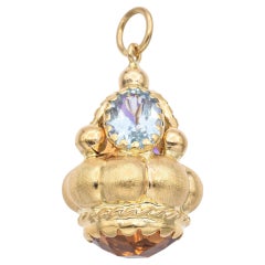18 Karat Gelbgold Charm-Anhänger mit mehreren Edelsteinen
