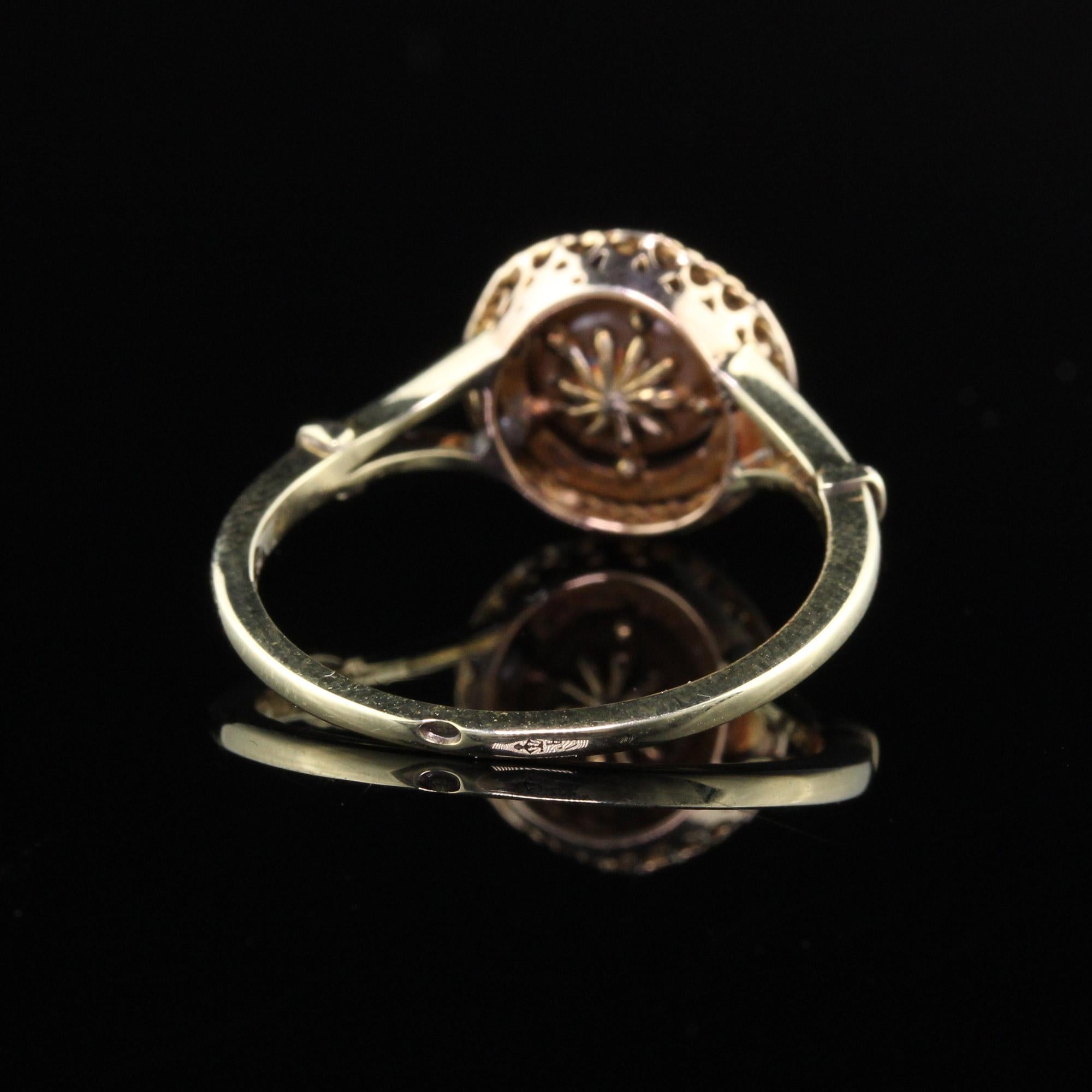 Women's or Men's Vintage 18 Karat Yellow Gold Natural Pearl and Rose Cut Diamond Ring
