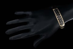 Vintage 18K Yellow Gold Natural Sapphire & Diamond Bangle