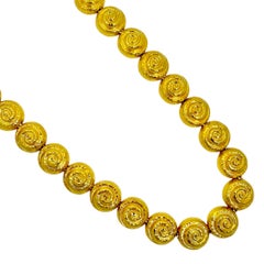 Vintage 18K Yellow Gold Nautilus Shell Motif Link Necklace