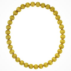 Vintage 18K Yellow Gold Nautilus Shell Motif Link Necklace