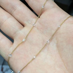 Vintage 18K Yellow Gold Necklace with 2.00ct Natural White Diamonds, 18"