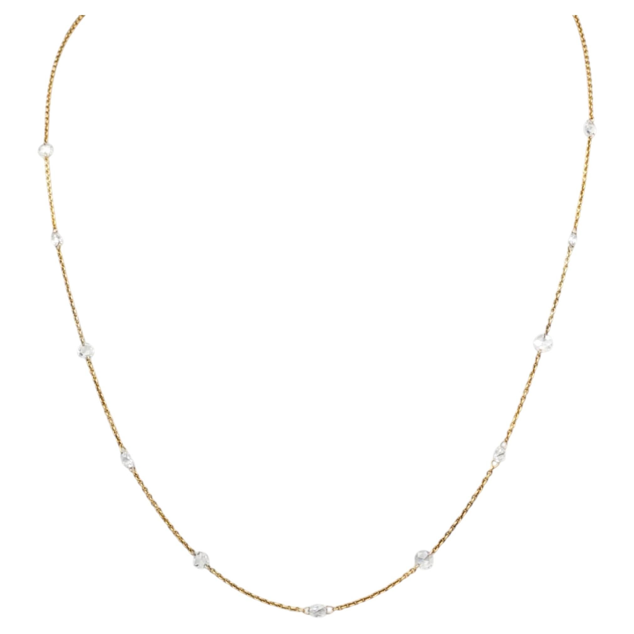 Collar Vintage de 18" con Diamante Blanco Natural(2.00ct) en Oro Amarillo de 18 Kilates