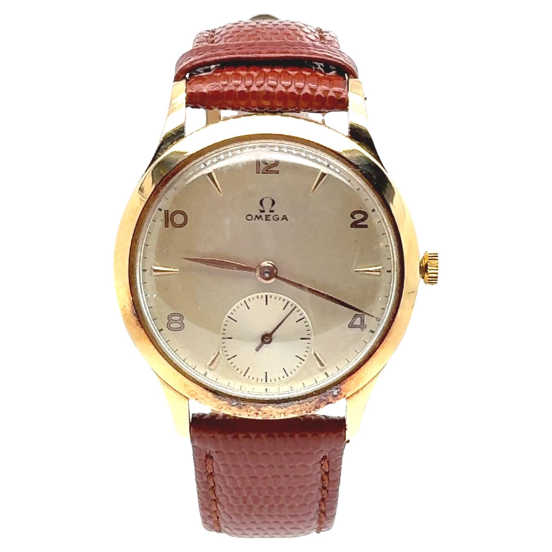 Orologio Omega a carica manuale d'epoca in oro giallo 18 carati, 35 mm