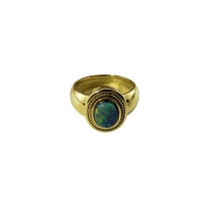 Vintage 18K Yellow Gold Opal Ring Size 6.5 #15380
