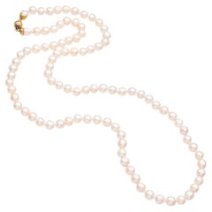 Vintage 18k Yellow Gold Opera Length Pearl Necklace