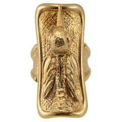 Vintage 18K Yellow Gold Ornate Exotic Bird Cocktail Ring