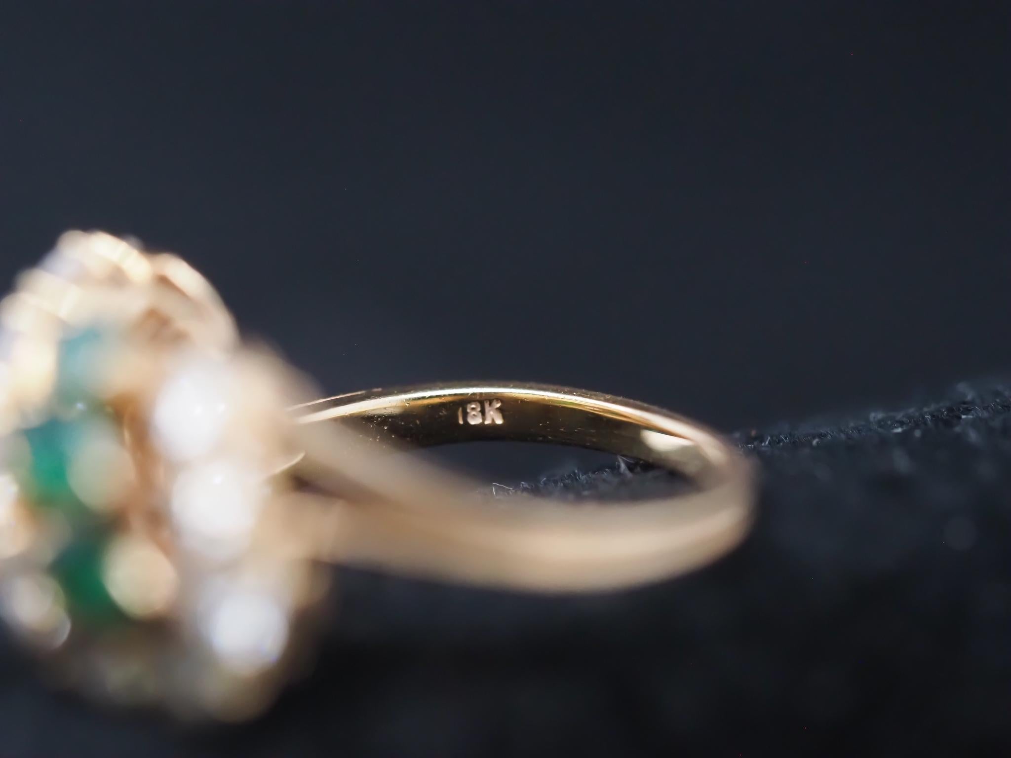 Vintage 18K Yellow Gold Oscar Heyman Emerald and Diamond Ring For Sale 5