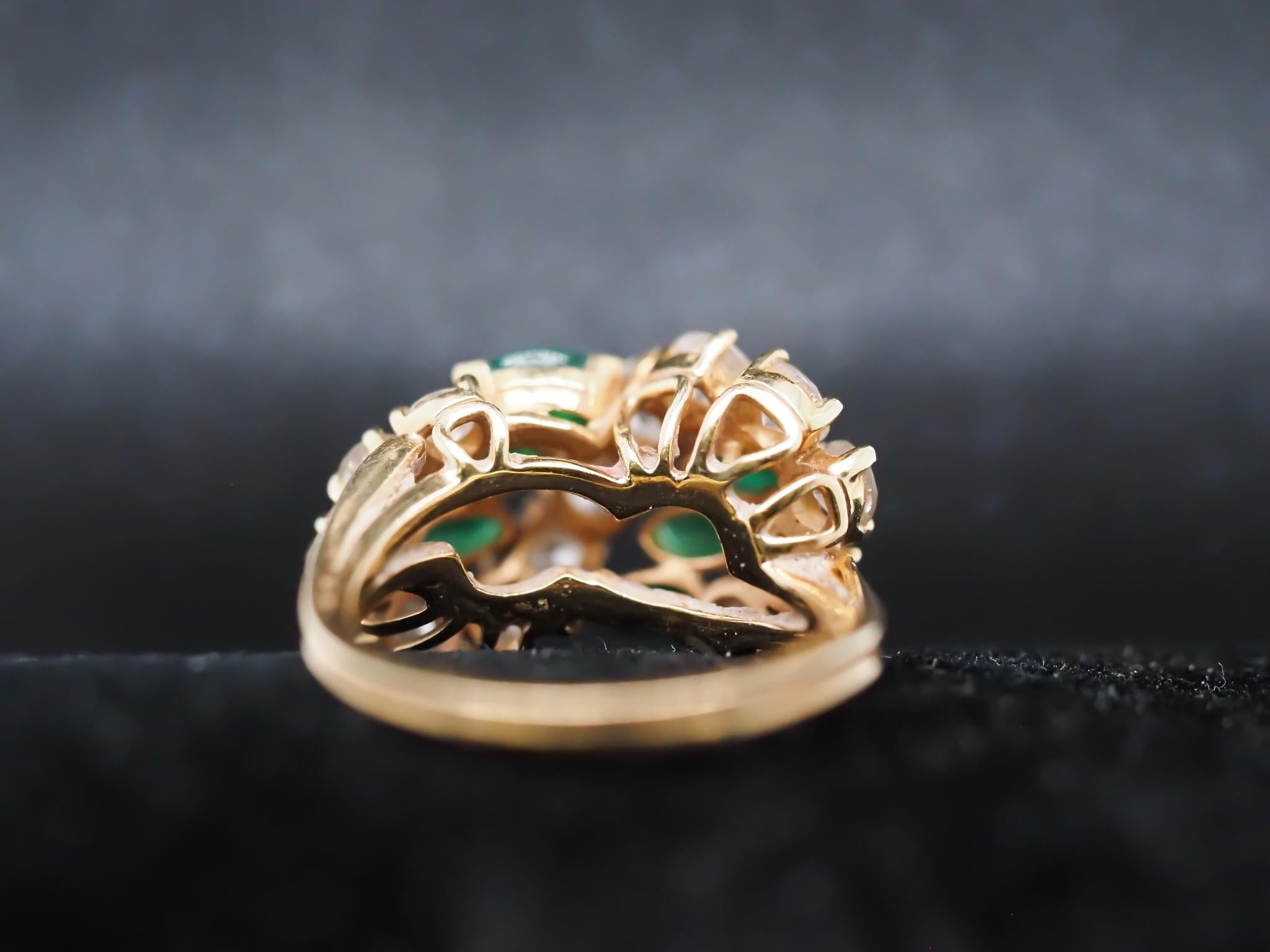 Vintage 18K Yellow Gold Oscar Heyman Emerald and Diamond Ring For Sale 1
