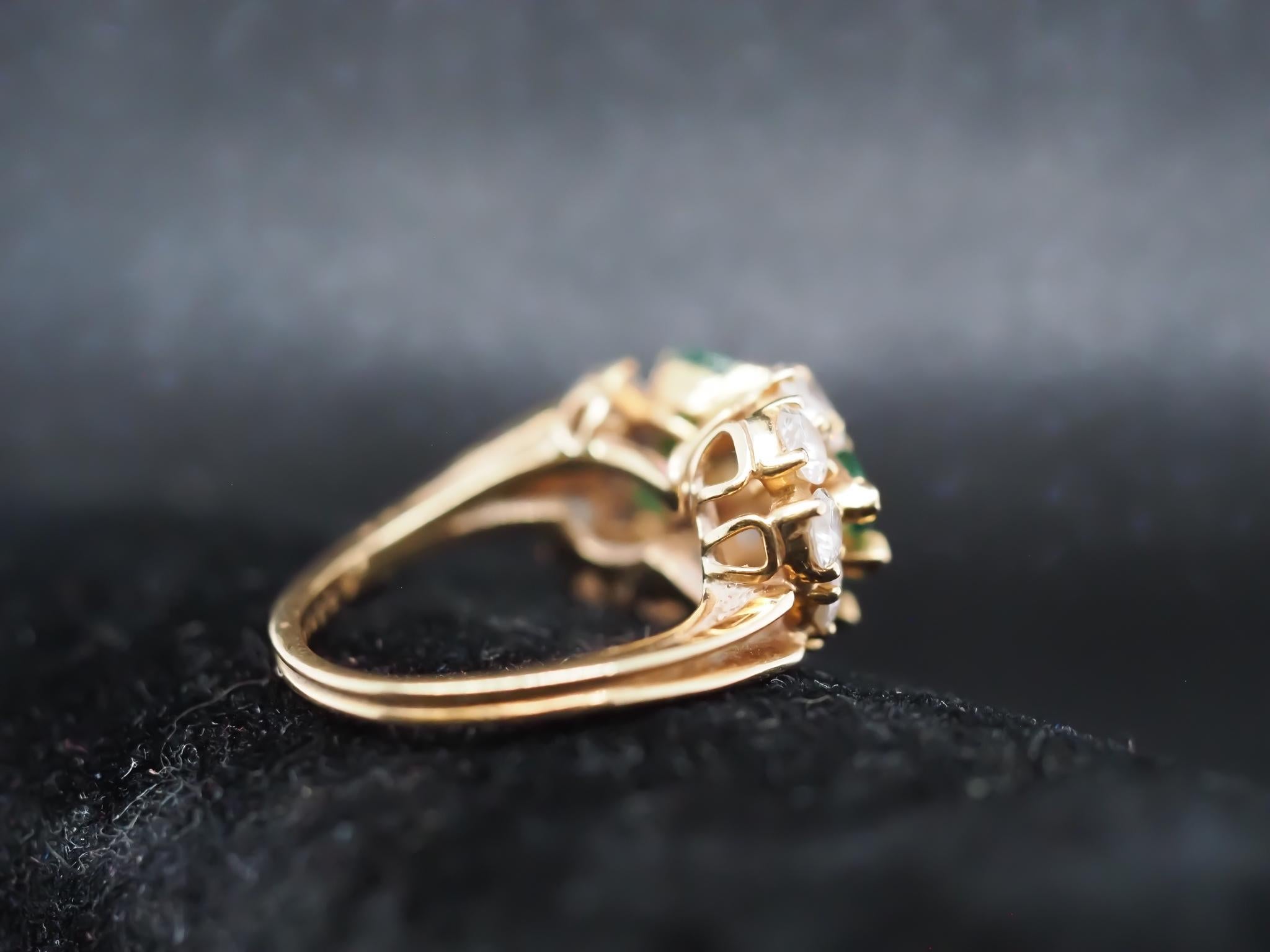 Vintage 18K Yellow Gold Oscar Heyman Emerald and Diamond Ring For Sale 2