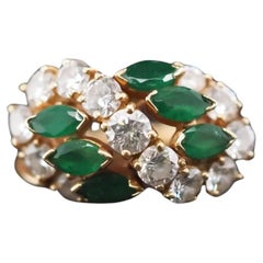 Oscar Heyman Vintage-Ring aus 18 Karat Gelbgold mit Smaragd und Diamant