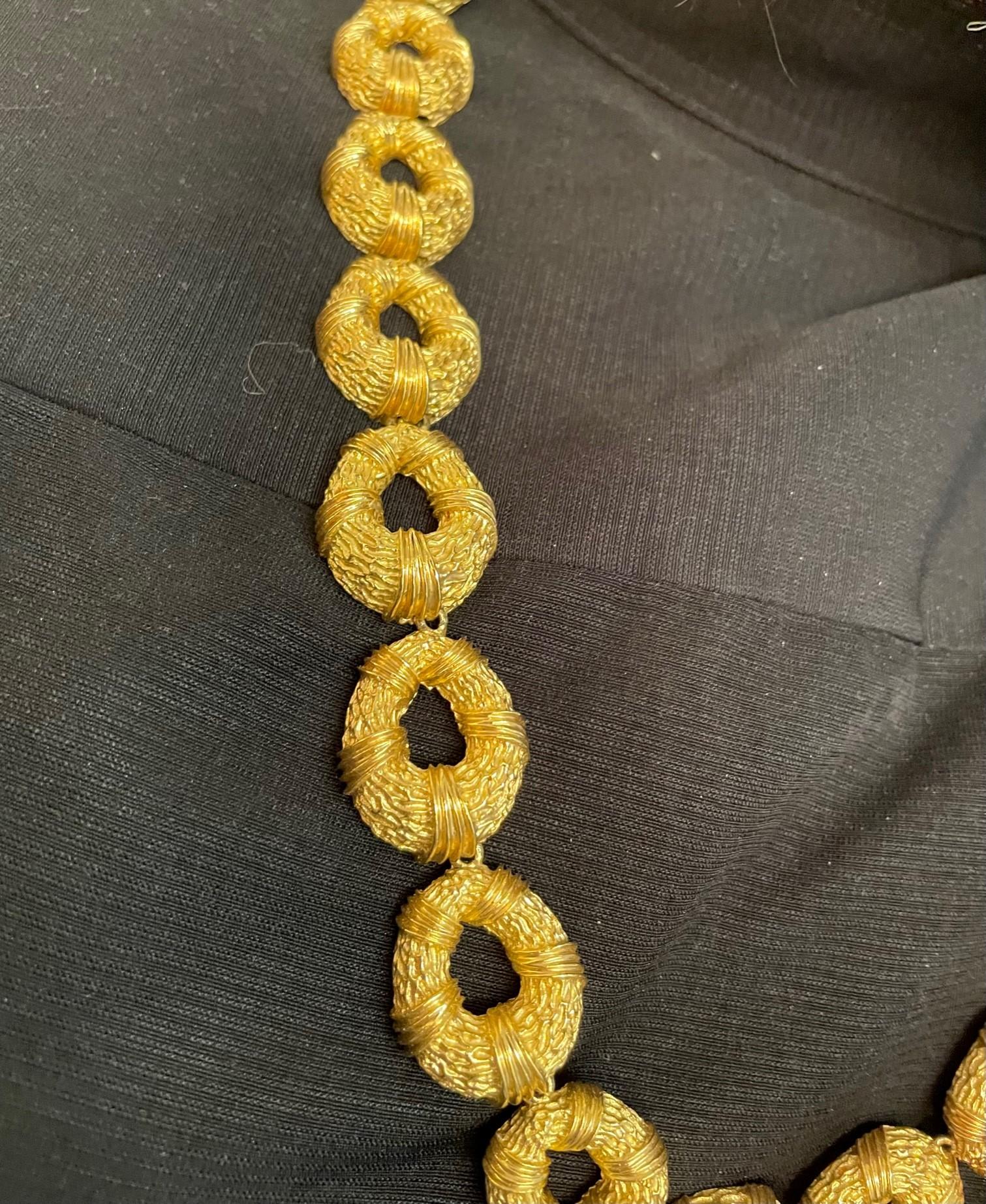 Vintage 18K Gelbgold Oval Link Halskette für Damen oder Herren im Angebot