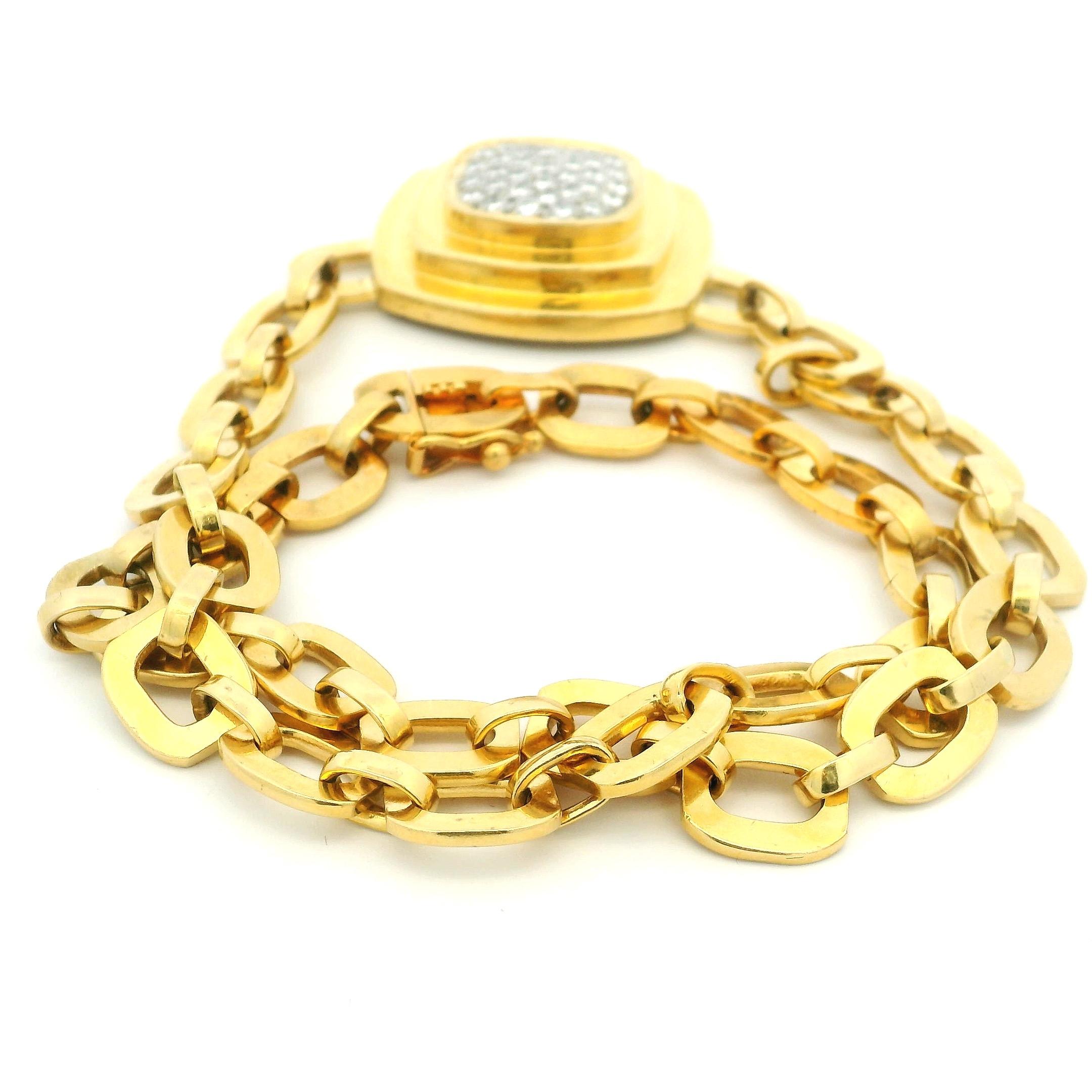 1970s Joseph Boris 18K Yellow Gold Necklace with Diamond Pavé Pendant, Signed For Sale 2