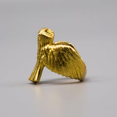 Charming 18k Yellow Gold Owl Ring