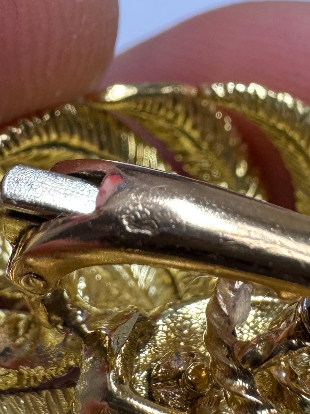 Vintage 18K Yellow Gold Palm Leaf Motif Ear-Clips – 1950s French Craftsmanship 2