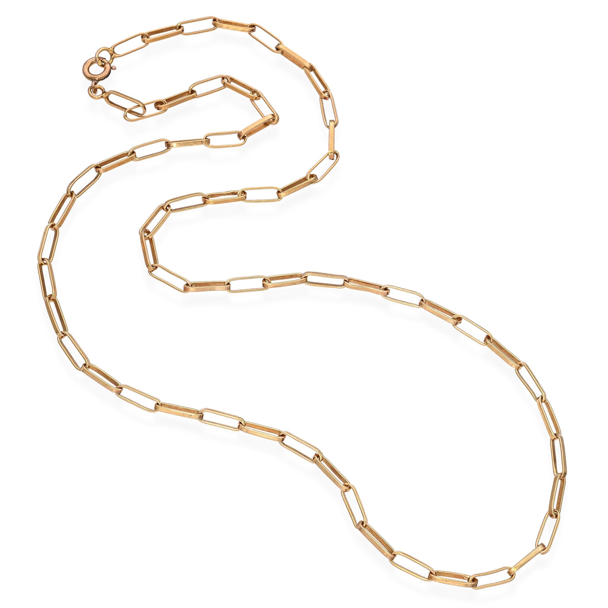 Femenino o masculino Collar de eslabones con cadena de clip de oro amarillo de 18k vintage en venta