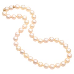 Vintage 18K Yellow Gold Pearl and Diamond Rondelle Bead Necklace