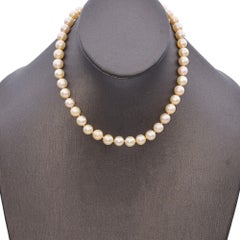 Vintage 18K Yellow Gold Pearl and Diamond Rondelle Necklace