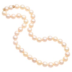 Collier vintage en or jaune 18 carats avec perles et rondelles de diamants