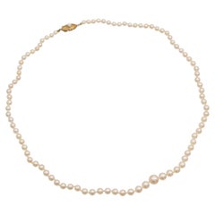 Vintage 18k Yellow Gold Pearl Strand Necklace