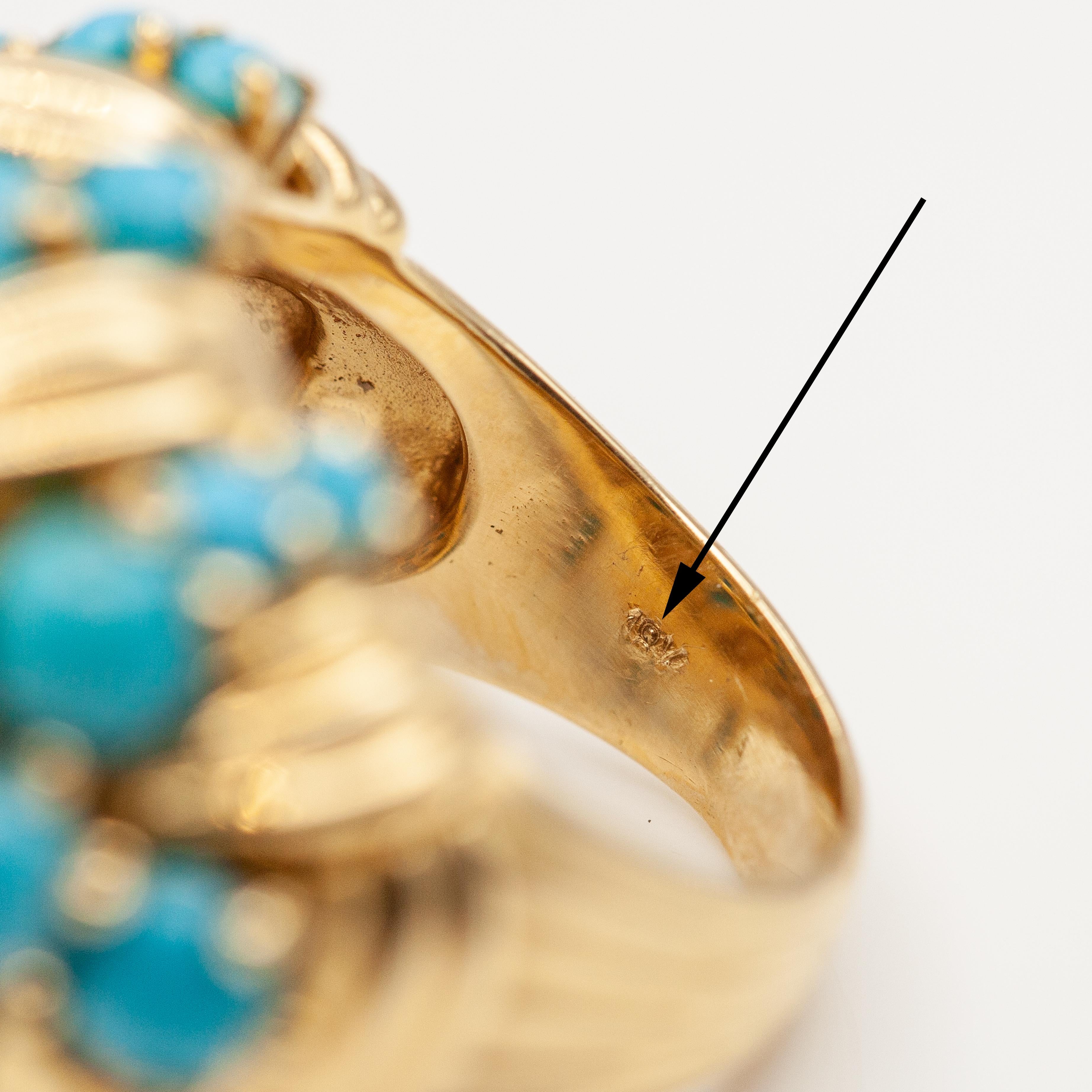 Vintage 18K Gelbgold persischen Türkis Kuppel Ring im Angebot 9