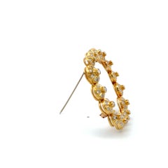 Vintage 18K Yellow Gold Pin Brooch with 1.36 Carat Round H VS Diamonds