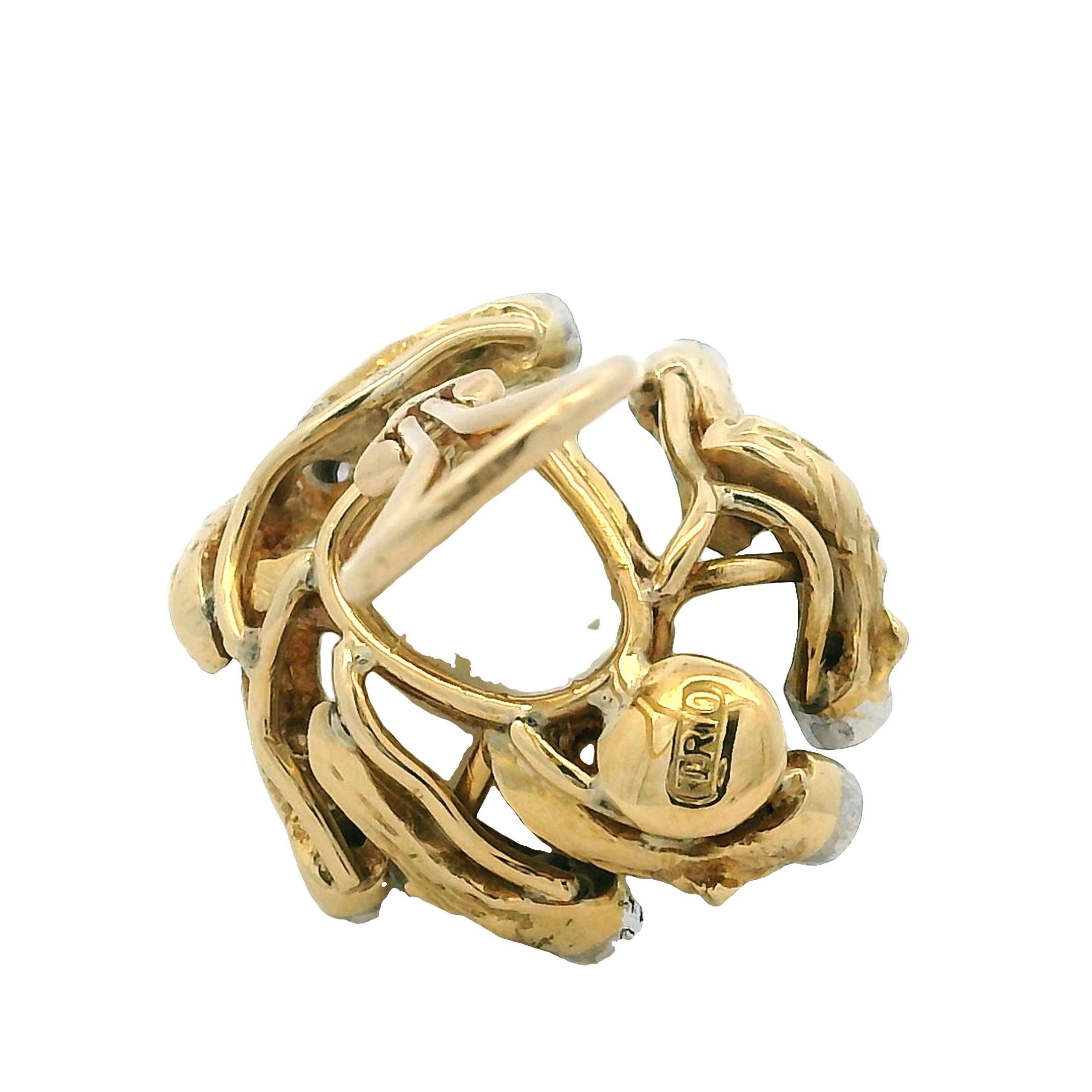 De las mujeres Vintage 18K Yellow Gold Platinum Pearl & Diamond Earrings by Trio en venta