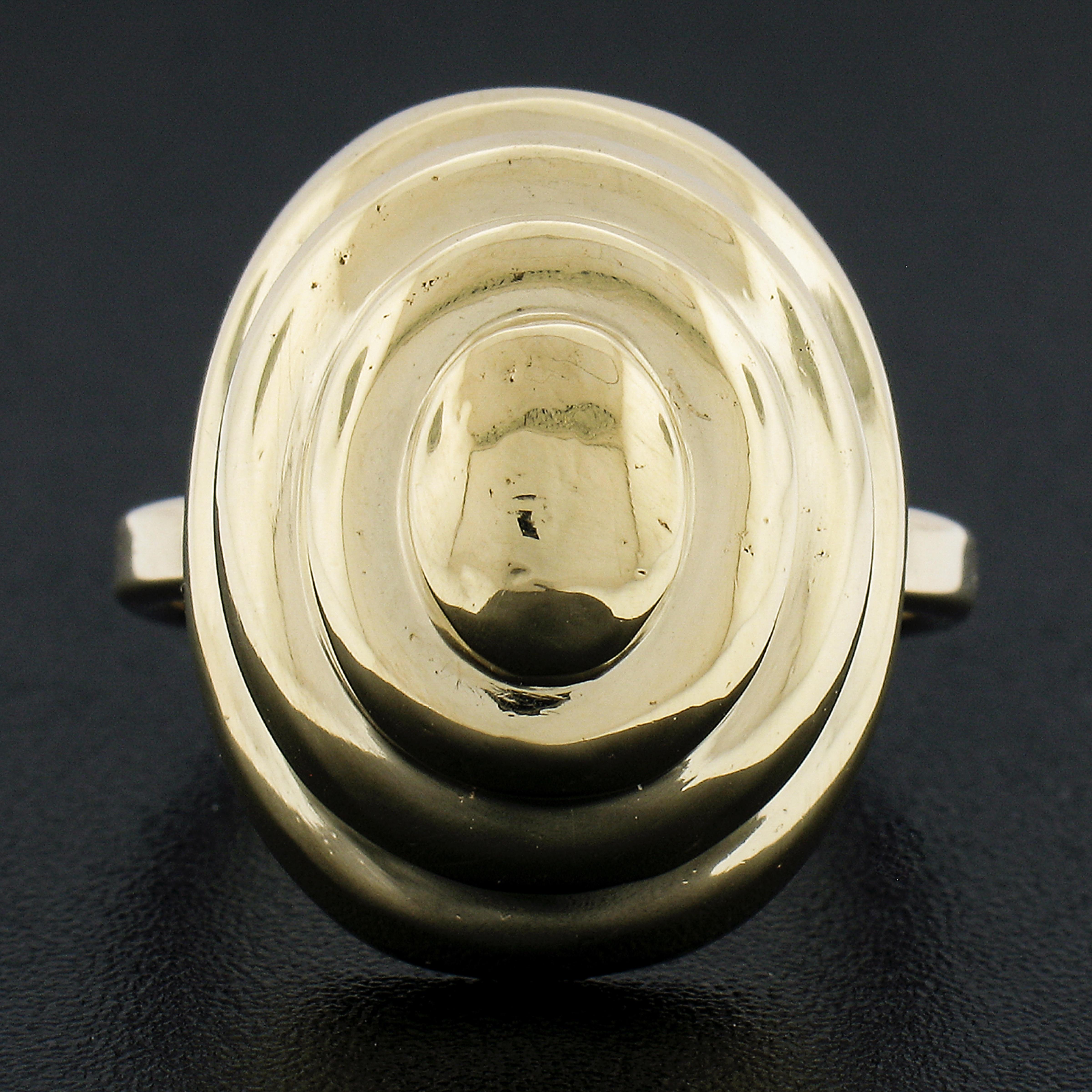Vintage 18k Gelbgold Polierte Oberfläche Dome Oval Konzentrisch Cocktail Ring im Zustand „Gut“ in Montclair, NJ
