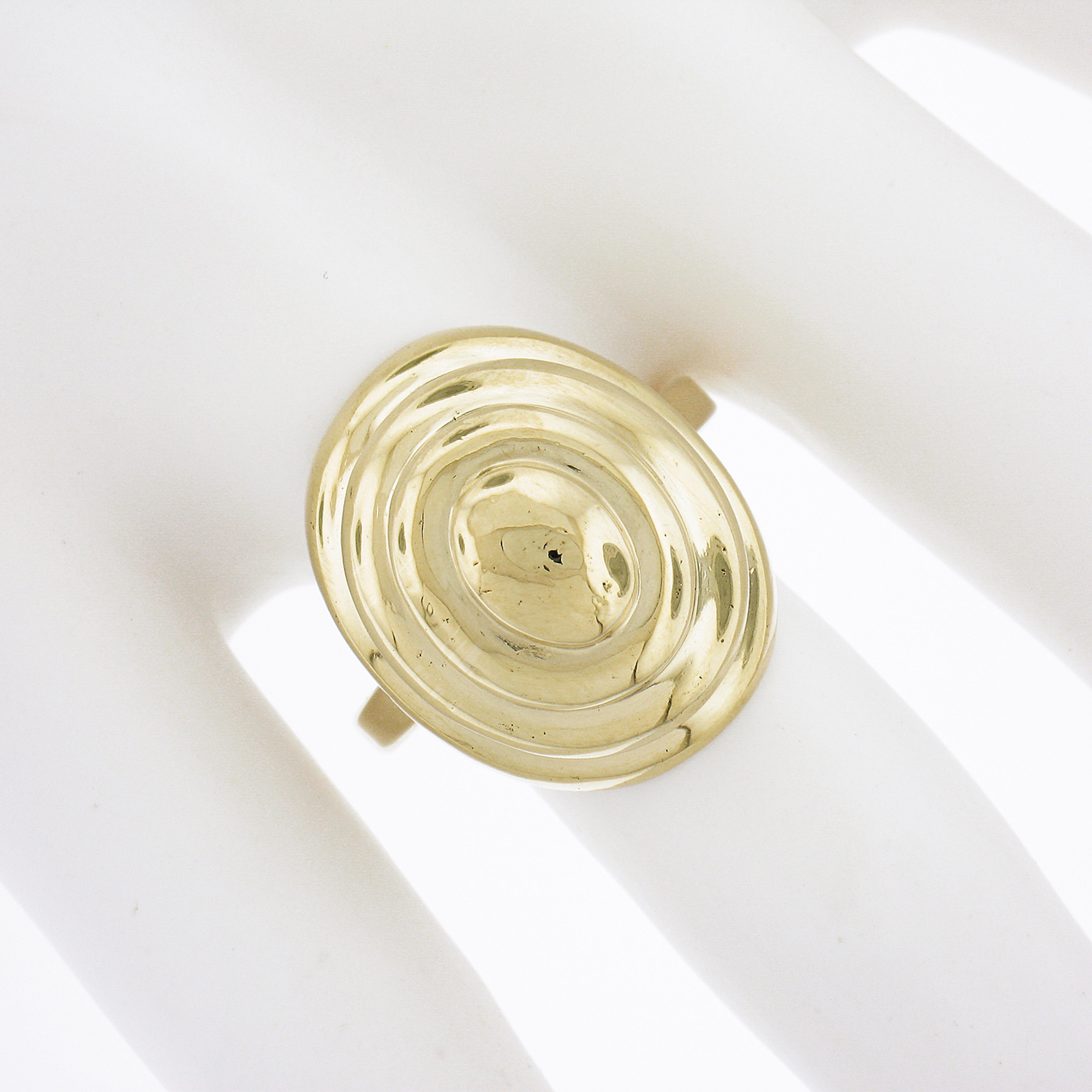 Vintage 18k Gelbgold Polierte Oberfläche Dome Oval Konzentrisch Cocktail Ring Damen
