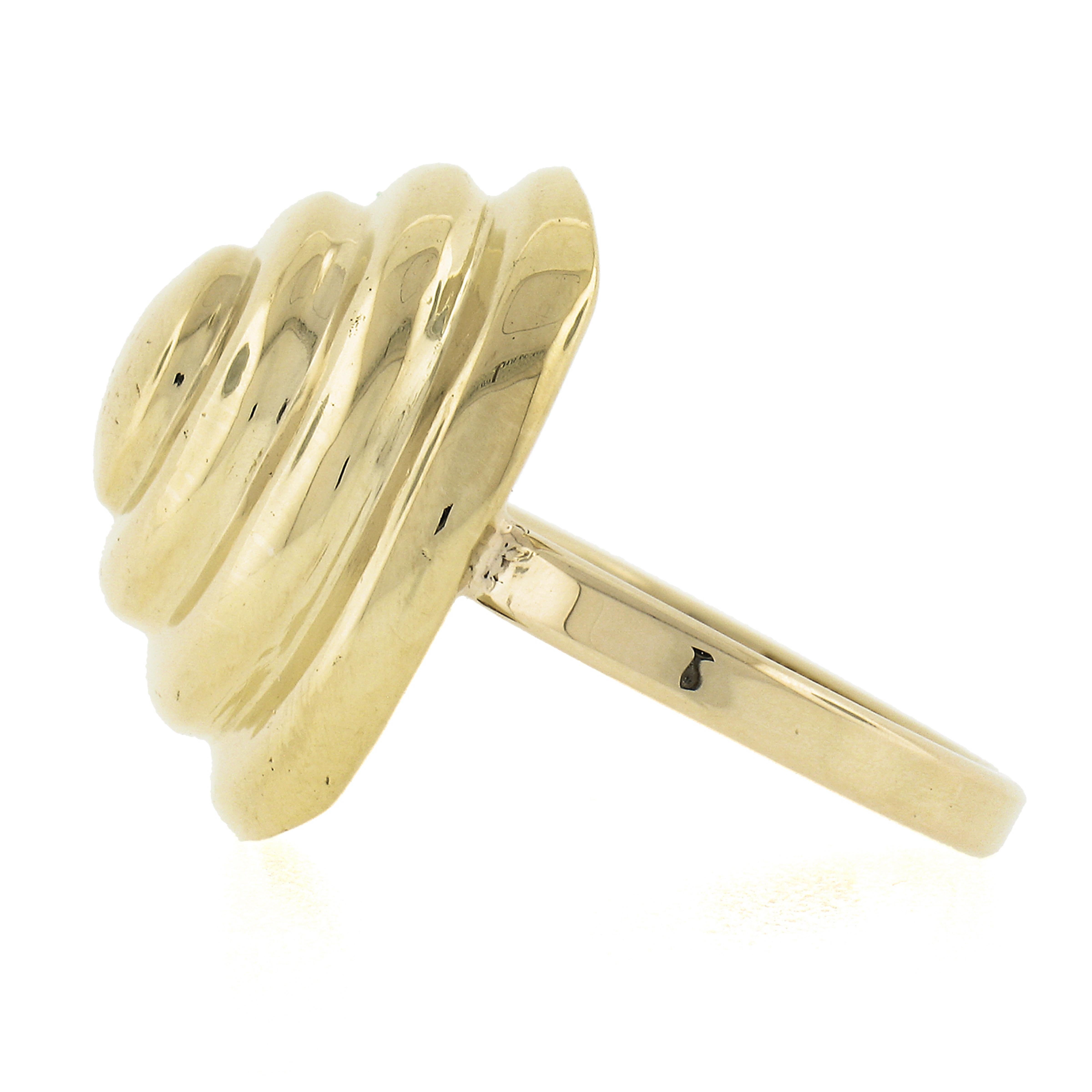 Vintage 18k Gelbgold Polierte Oberfläche Dome Oval Konzentrisch Cocktail Ring 2