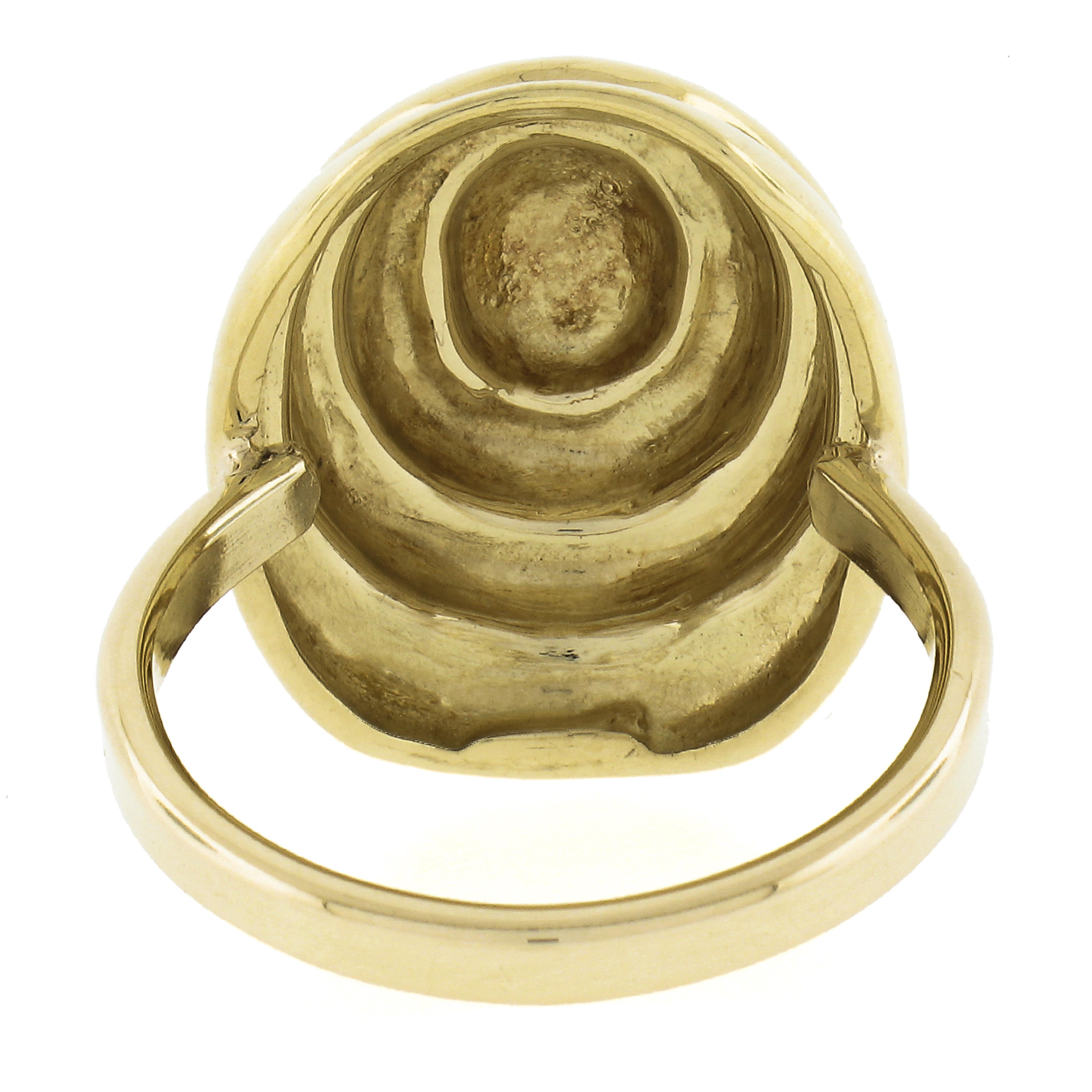 Vintage 18k Gelbgold Polierte Oberfläche Dome Oval Konzentrisch Cocktail Ring 3