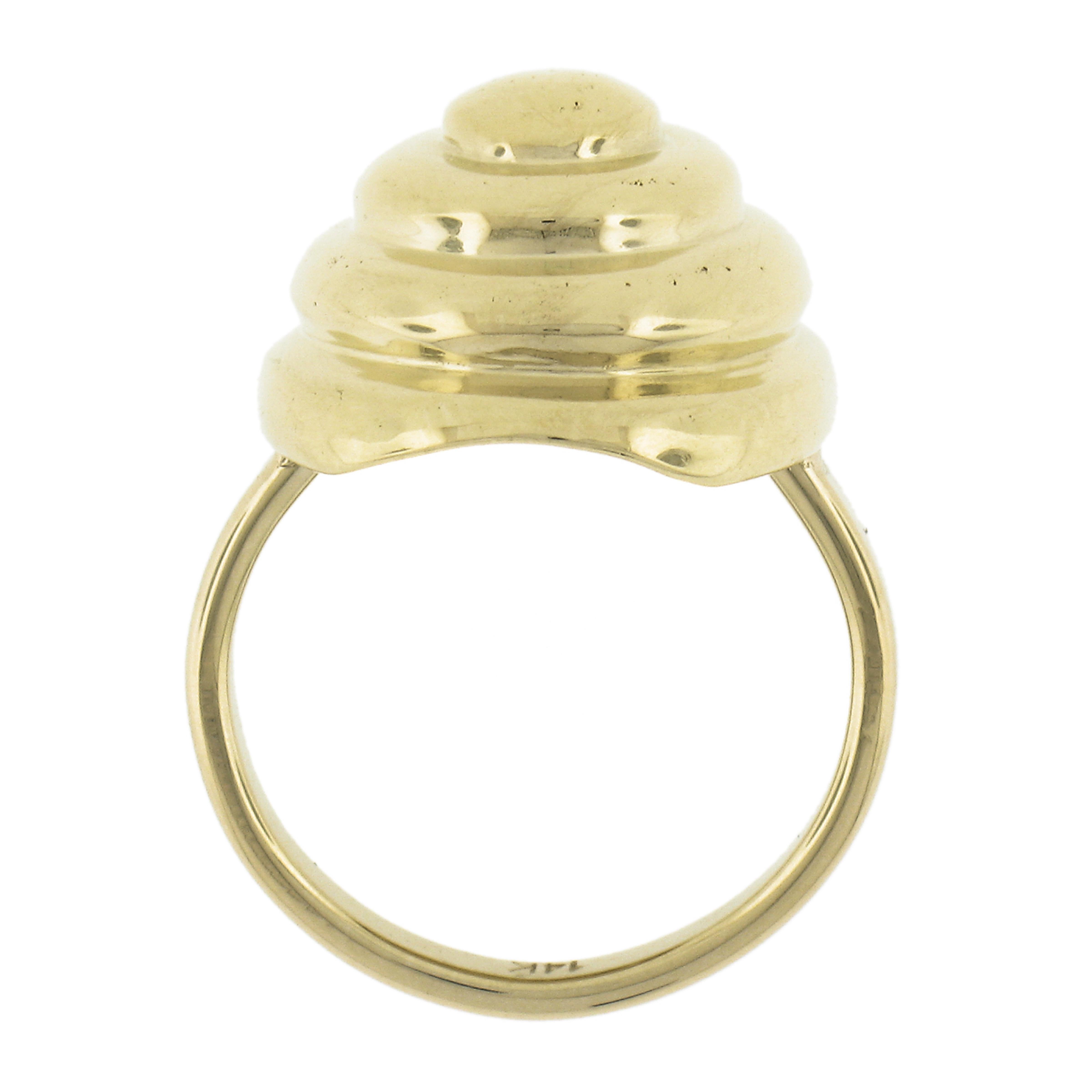 Vintage 18k Gelbgold Polierte Oberfläche Dome Oval Konzentrisch Cocktail Ring 4
