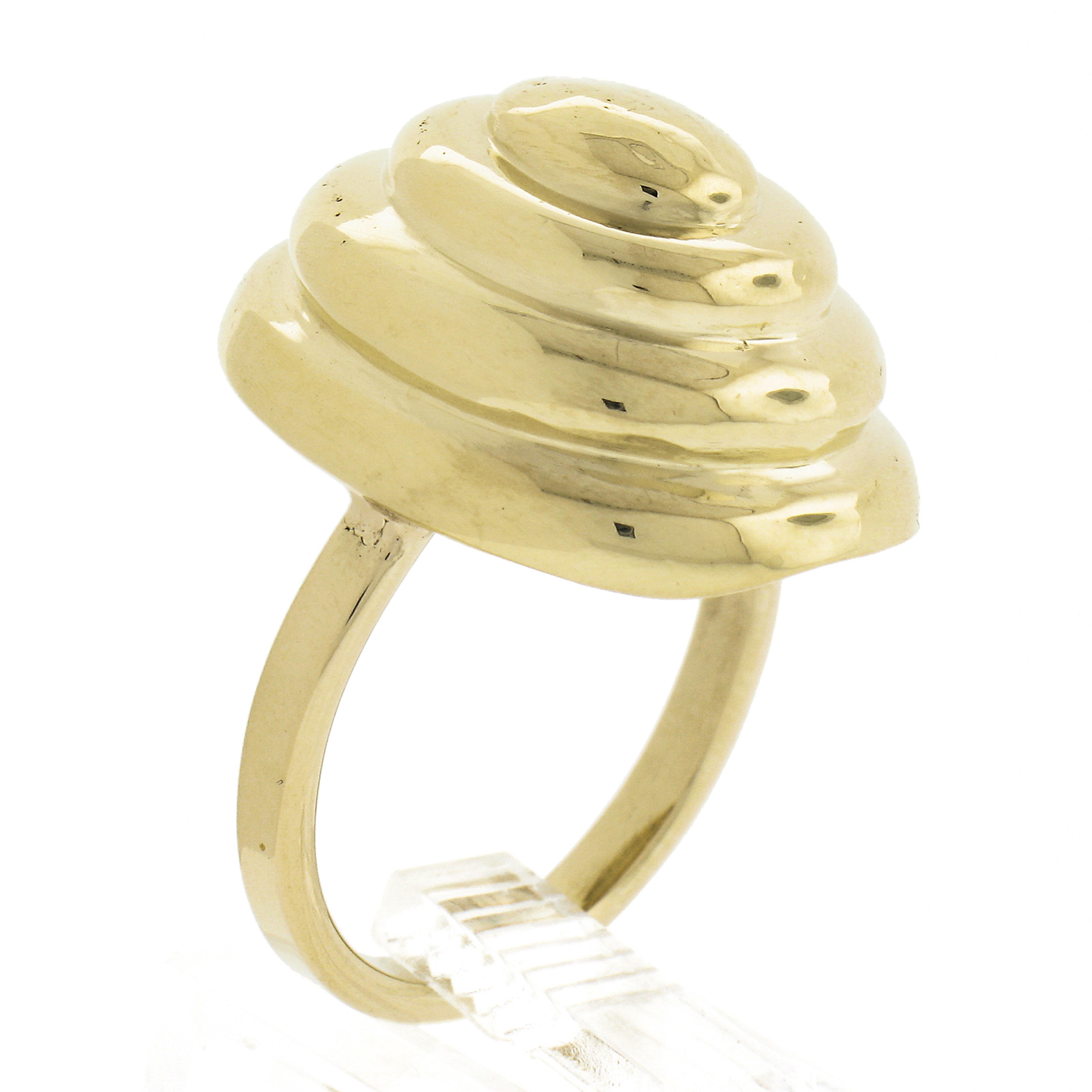 Vintage 18k Gelbgold Polierte Oberfläche Dome Oval Konzentrisch Cocktail Ring 5