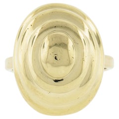 Vintage 18k Gelbgold Polierte Oberfläche Dome Oval Konzentrisch Cocktail Ring