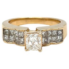Used 18K Yellow Gold Princess Cut Diamond Engagement Ring