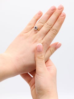 Vintage 18K Yellow Gold Purple Sapphire & Diamond Cluster Ring